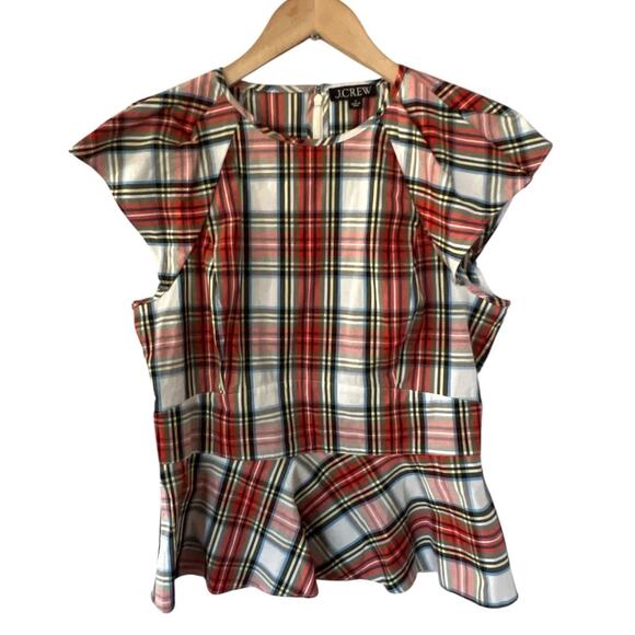 J. Crew Factory Red Plaid Blouse - Picture 1 of 4